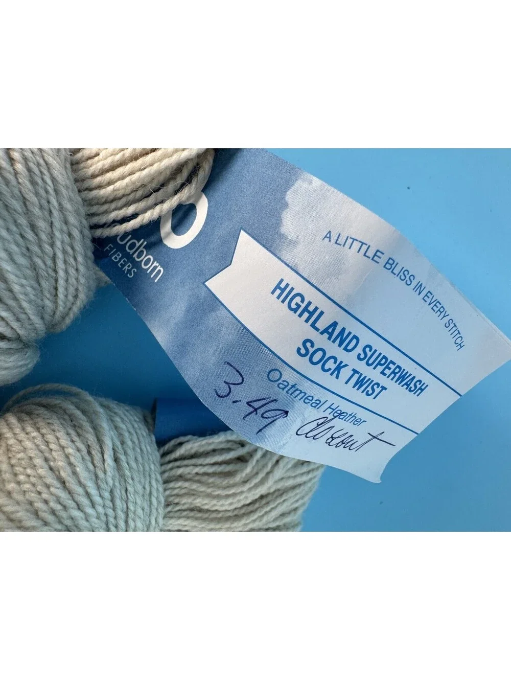 2 Cloudborn Highland Superwash Sock Twist Yarn Oatmeal Heather Dye Lot 24-E